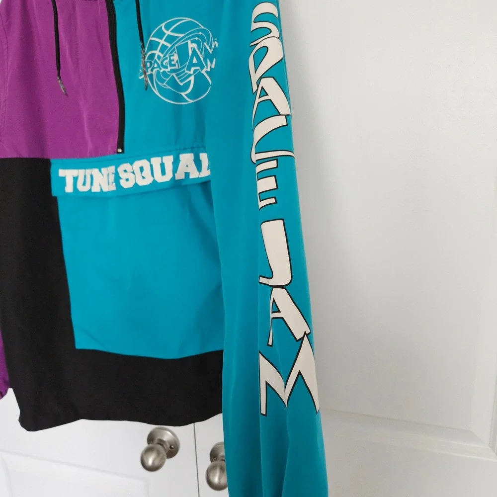 Space Jam Tune Squad Windbreaker Jacket Sz Med- Hoodie Looney Tunes 90s
